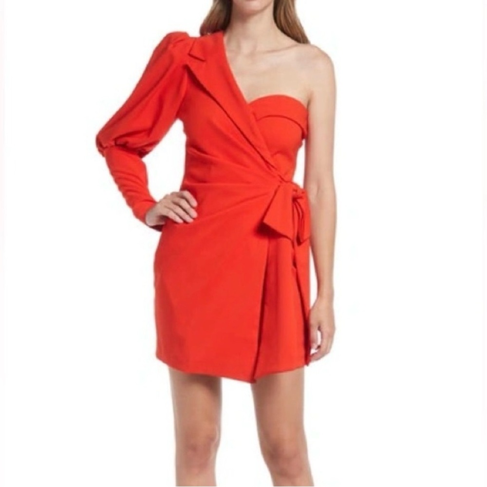 Lavish Alice One sleeve dress coral red